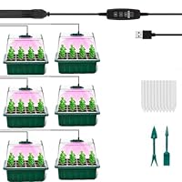 XVZ Anzuchtset,Aufzucht Pflanzen,Gewächshaus,6er Set Anzuchtschale mit Deckel,Zimmergewächshaus mit Licht,mini Gewächshaus,Geeignetes Wachstum und Feuchtigkeit