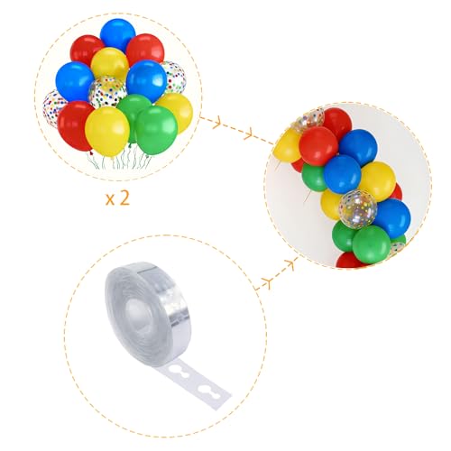 Image of Red Yellow Blue Balloons, 70-Pack Colorful Balloons Curious George birthday