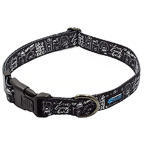 Image of Max and Neo Patterned NEO Dog Collar - We Donate a Collar to a Dog Rescue for Every Collar Sold (Medium, Life is Better with Dogs)