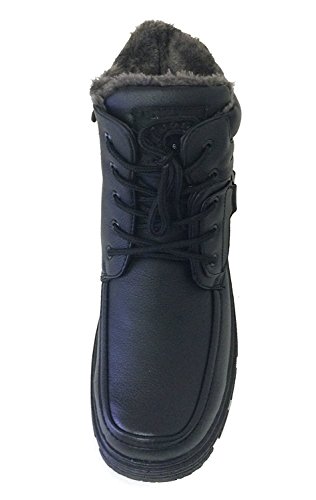 F-07 Men's Winter Boots Ankle Fashion Lace up Fur Full Lined Side Zipper Warm Shoes, Black, Brown3