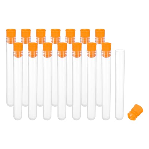 Image of PATIKIL 4 inch Length Plastic Sewing Needle Storage Holder, 15 Pcs Portable Matte Embroidery Needle Pin Toothpick Storage Tubes Case for Craft Knitting, Orange