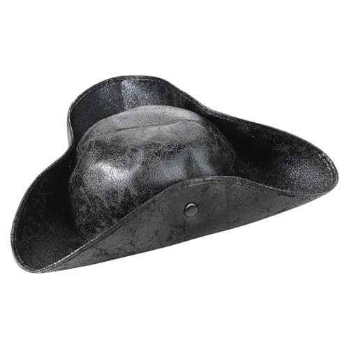 Chapeau de pirate vintage tricorne similicuir homme femme accessoire cosplay colonial