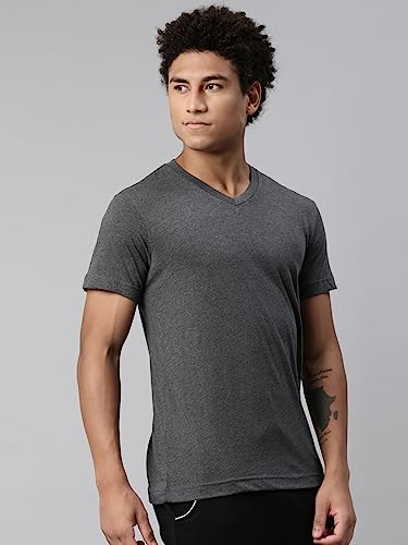 Image of Levi's Men Premium Soft Cotton Loose 026 Solid T-Shirt - V Neck, Short Sleeves with Side Branding (Pack of 1)