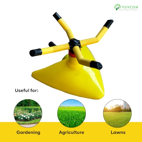 Image of YUVCON Sprinkler for Garden, 4 arm Sprinkler with 360 Degree Rotation, Dispenses The Water evenly, fits 1 /2 inch, 3 /4 inch & 1 inch inch Pipe, Water Sprinkler