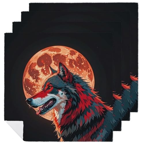 Serviette de table lavable tissu durable loup rouge pour eliminer le jetable avec style - 2