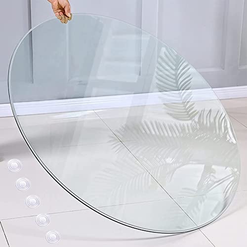 40 cm, 45 cm, 50 cm, 52 cm, 55 cm, 60 cm, 80 cm, mesa redonda de vidrio templado transparente, borde biselado, mesa de comedor, mesa de centro, 0,9 cm de grosor, piezas de repuesto para muebles