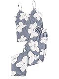 Floerns Women's Tropical Print Cami with Pants Sleepwear Two Piece Pajama Set Multi Floral M