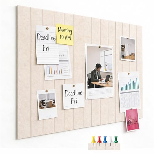 Tableau d'Affichage en Feutre Autocollant 60x40cm, Panneau Liège Mural Moderne Vision Board - Déco Murale Chambre à Coucher, Tableau Organisation pour...