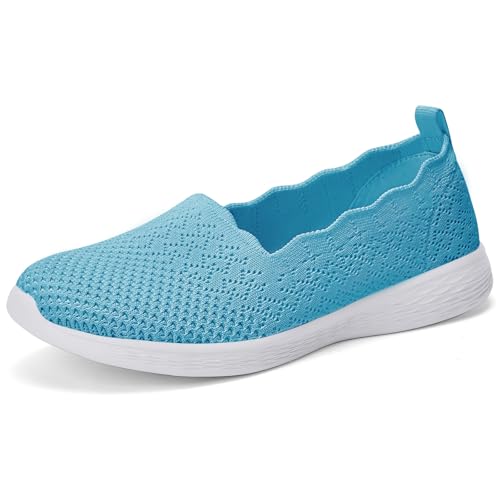 Image of Puxowe Women's Slip-On Walking Shoes | Lightweight Knit Sneakers with Memory Foam Insole, Breathable & Wide Fit Available for Daily Walking, Casual & Travel