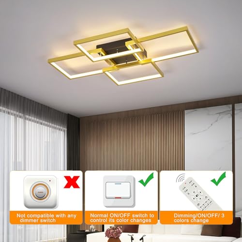 Plafonnier LED rectangulaire dimmable de 3000K à 6000K pour éclairage de salon