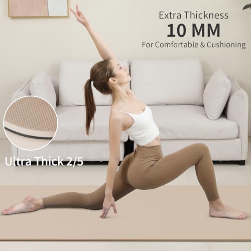 Image of PAIDU Yoga Mat Non Slip Anti-tear,extra thick-2 /5 inch(10MM)High Resiliency Professional POE Yoga Mats for Women Men Kids,72 inchx24 inchinch,Workout, Yoga, Pilates and Floor Exercise, with Carrier Strap