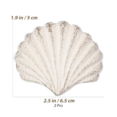 VOSAREA Iron White Seashell Drawer Knobs, 2PCS Nautical Handle for Kitchen Furniture Cabinet Wardrobe Cupboard (6.50X6.50X5.00cm/2.55X2.55X1.97in) - Image 2