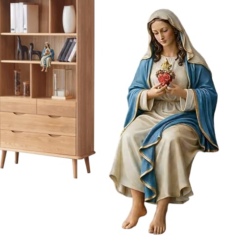 Estatua de la Virgen María Católica,Figura Católica de Resina Decorativa,Representación de la Santa Madre Virgen María | para Casa Oficina Biblioteca Chimenea TV Esquina Oración Familia