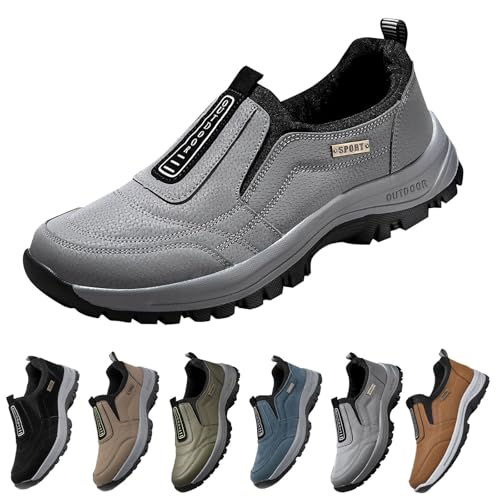 Hotter Shoes for Men Clearance The Deal Men Trainers Slip On Running Trainers Winter Boots Arch Support Walking Sneakers Warm Fur Lined Shoes Lightweight Non Slip Wide Fit Snow Boots - Image 2