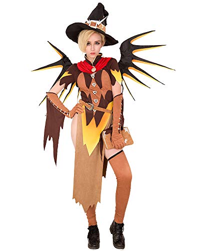 miccostumes Women's Witch Mercy Cosplay Costume Outfit with Wings (L) Brown