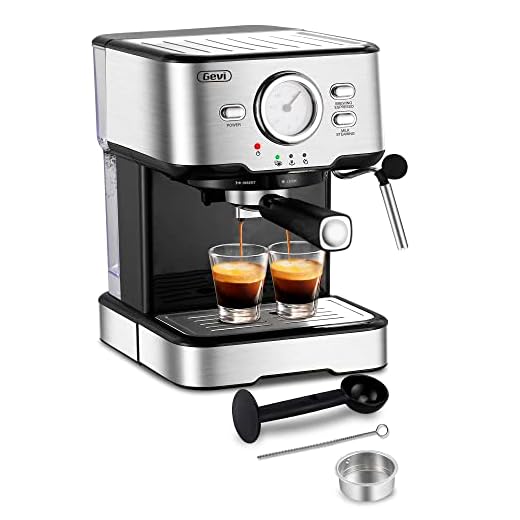 Gevi Espresso Machine 15 Bar Pump Pressure, Cappuccino Coffee Maker with Milk Foaming Steam Wand for Latte, Mocha, Cappuccino, 1.5L Water Tank, 1100W, Black4