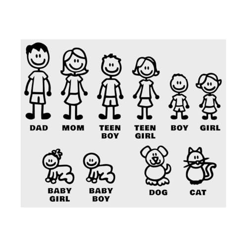 SHMZK Family Car Stickers, Family Figure Dog Cat Baby Auto Window Bumper Decal Sticker, Waterproof...