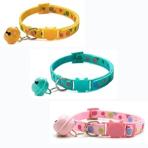 LitVibes Cat Collar Set Of 3 With Bell,Kitten Kitty & Small Dogs Soft Adjustable Collar,Safe,Breakaway For Cats And Puppies – Pink,Yellow,Turquoise (Lollipop Design), 25 x 1 x 5 Centimeter
