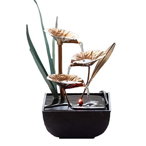 Küche Haushalt Wohnen Zimmerbrunnen Indoor Wasserspiele Harz Handgefertigte Geschenke Feng Shui-Rad-Schreibtisch-Wasser-Brunnen for Home Office Teahouse Desktop-Brunnen (Color : C) Cover