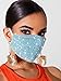 Sparkly Sequins Mouth Masc Fashion Designer Glitter Cotton Face Cover With Adjustable Ear Loops Reusable Masquerade Party Nightclub Rave Festival Sequins Face Covering (Light Blue)