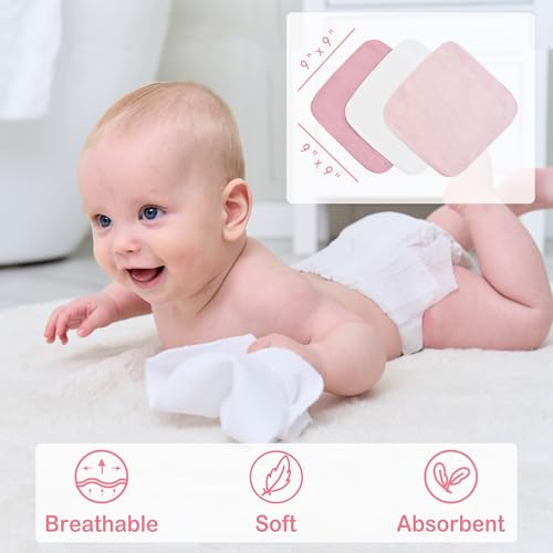 Image of Viviland Baby Towels and Baby Wash Cloths Set Hooded Baby Towels Baby Wipes Absorbent Bath Face Towels Burp Cloths or Face Towels for Girl Boy 6-Pack Size 28 x 28 Inch(Unicorn Rainbow)
