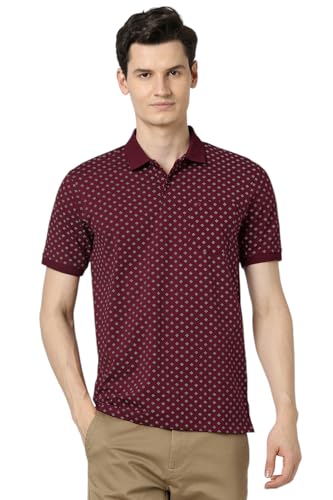 Image of Peter England Men's Cotton Regular Fit All Over Printed T-Shirt | Rich