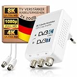TronicXL Zweigeräteverstärker 2x20dB CATV Verstärker Kabelfernsehen TV Signalverstärker passend für Vodafone PYUR 1&1 Netcologne EWE Kabel DVBC & DVB-T Antennenverstärker