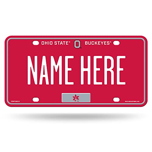 Rico Industries NCAA Ohio State Buckeyes Personalized Metal Auto Tag 8.5" x 11" - Great for Truck/Car/SUV