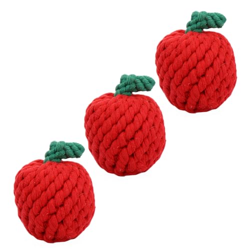 Abaodam 3個 ペットバイトボール 厳しい 相互の作用 大きな犬用の犬のおもちゃ りんご 形 屋内 面白い 大臼歯 陽気な 噛む わんわん ために 小型犬のおもちゃ 綿ロープ 赤