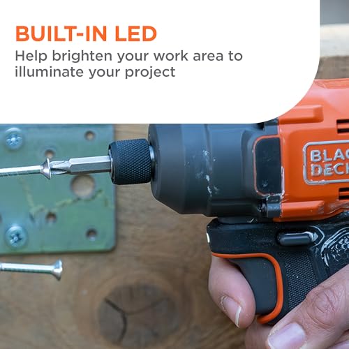 Image of BLACK+DECKER 20V MAX POWERCONNECT Brushless Cordless -in Hex Impact Driver Set with 2Ah Battery and Charger, 7 Pc Impact Driver Bit Set, 2000 In-Lbs Torque, 3200 RPM, LED Light, Ergonomic (BLIM78D1)