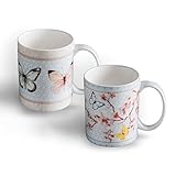 Picture of Maison d' Hermine Coffee Mug with Handles Fine Bone China Mugs Pack of Two Tea Cups for Hot Beverages Cappuccino Latte Home Restaurant Valentines Day Gifts (Blossoms in Spring - Pack of 2, 15 Ounce)