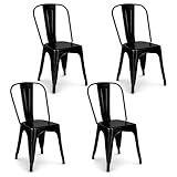 PALUPLUS Set 4 Sedie Industry in metallo di colore Nero, Misura 45x40x85 cm, Sedia da pranzo con Schienale, Impilabili e con Gommini Antiscivolo, per Esterno ed Interno, Portata Max 150 Kg -24