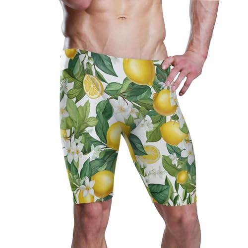 UMIRIKO Lemon Flowers Men's Swimsuit Swim Jammers L B0401731