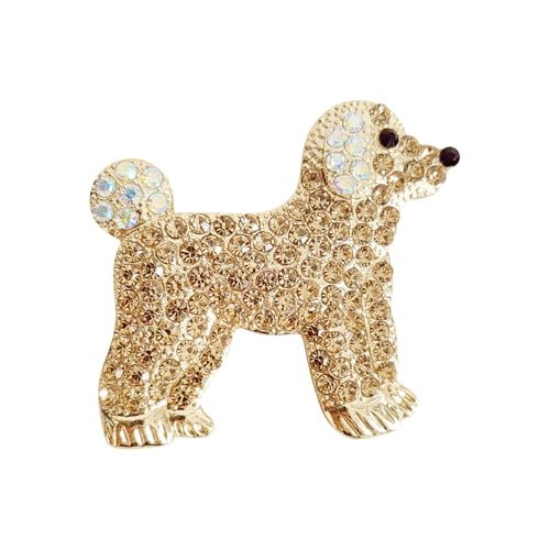 Image of Rhinestone Gold Dog Brooch Pins for Women Cute Puppy Lapel Pin Animal Costume Jewelry Accessory Suit Collar Dress Jacket Festival Gift for Pet Lovers