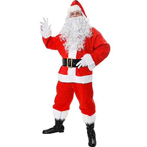 I LOVE FANCY DRESS LTD Déguisement de Père Noël Deluxe, 10 pièces en Velours, Tenue St Nicolas Comfortable ( XXXL )