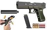 ZHEDALANG Shell Ejection Soft Bullet Toygun,Pistola de Juguete de Bala Suave con Cargador de Expulsión y Silenciador, Niños,Divertido Juego Al Aire Libre