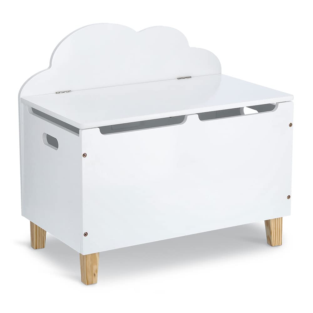 Zeller 13509 Kinder-Truhe "Wolke" mit Deckel, MDF/Kiefer, weiß, ca. 60 x 34,5 x 56 cm