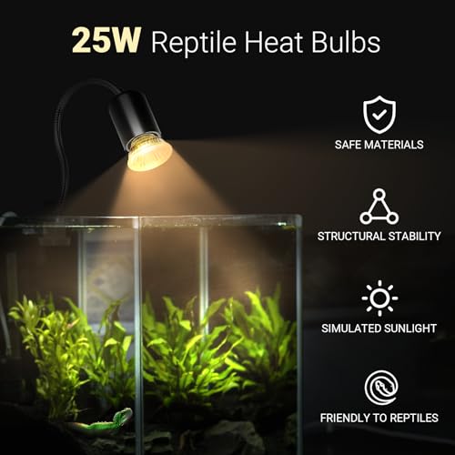 Image of CALPALMY 4-Pack 25W UVA+UVB Reptile Heat Bulbs - Heat and Light for Reptiles and Amphibian Tanks, Terrariums and Cages - Works with Turtle Lizard Various Amphibian Terrarium Heat Lamp Fixtures