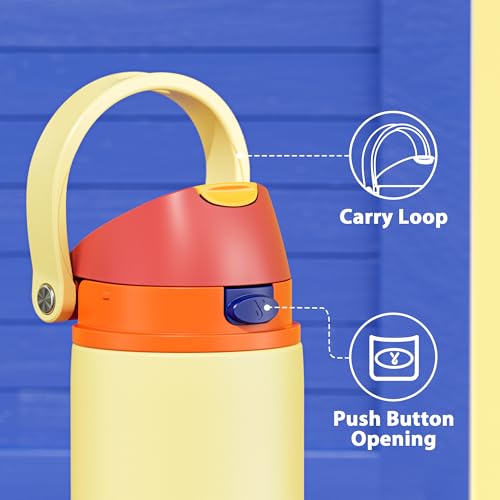 Image of 24 oz Insulated Water Bottle with Straw: Meoky Stainless Steel Metal Water Bottle with Straw Lid - Leak Proof, Cold for 24 Hours, Fits in Car Cup Holder, BPA-Free for Travel Sports Gym, Misty Horizons
