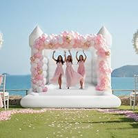 Warmiehomy White Bouncy House Castle Wedding Photo Booth Kids Party Jumping Centre for Indoor/Outdoor Garden Park Backyard Wedding Birthday Party Events 337x243x230 CM