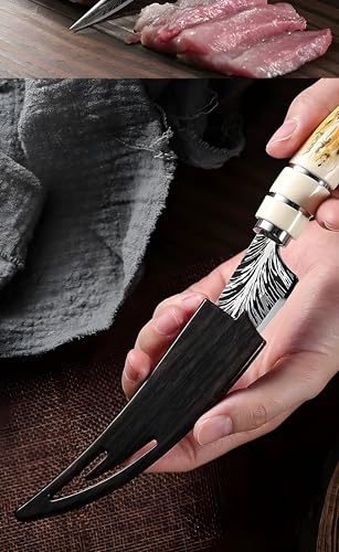 Image of Wizbiz Premium Damascus Style Curved Utility Kitchen Knife | Kitchen Cutting Tool for Meat,Vegetables Compact EDC, Utility Knives for Precision Cutting, Crafting and Gift Use