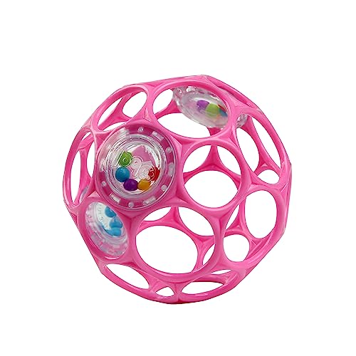 Bright Starts Oball Rattle Easy-Grasp Toy – Pink, Ages Newborn – 1 Count (Pack of 1)
