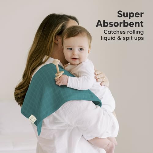 KeaBabies Cotton Muslin Burp Cloths Baby Boy, Girl - 5-Pack Soft & Absorbent Burping Cloth for Babies, Large Baby Towels & Washcloths for Newborn, Spit Up Rags, No Shrink, 20x10\" (Eclipse) - Thumbnail 3