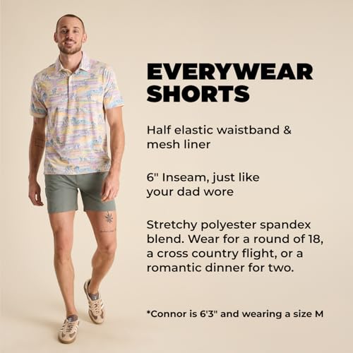 Image of Chubbies Everywear Men's Shorts - Mens Shorts Casual 6in Inseam, Elastic Waist, Water-Resistant, Zipper Pocket