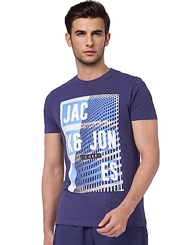Image of JACK & JONES Men's Printed Slim Fit Crew Neck T-Shirt