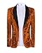 YoTsaiSpring Mens Sequin Jackets Sparkly Prom Party Shiny One Button Blazer for Men Luminous Orange Sequin Suit Jacket Formal Dinner Fashion Sports Coats Size XL