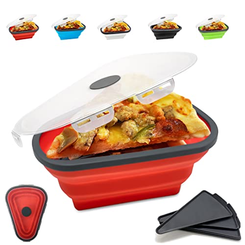 Conteneur de Stockage de Pizza,Le parfait paquet à pizza,Boîtes À Pizza Perfect Pizza Pack avec Couvercles, Récipient Pliable pour Tranches De Pizza avec 5 Plateaux Séparateurs (Green) Cover