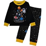 Junellz 5-6 years Boy solar system planet pajamas Black Galaxy space themed pajamas boy pjs long sleeve