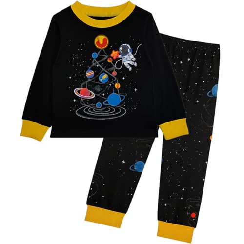 Junellz 3-4 years Boy solar system planet pajamas Black Galaxy space themed pajamas boy pjs long sleeve