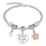 Inspirational Gift Bracelet for Girls Women Stainless Steel Motivational Bracelet Gifts for Granddaughter Encouragement Gift Bracelets for Girls Friends Sister Valentine's Day Christmas Birthday Gifts